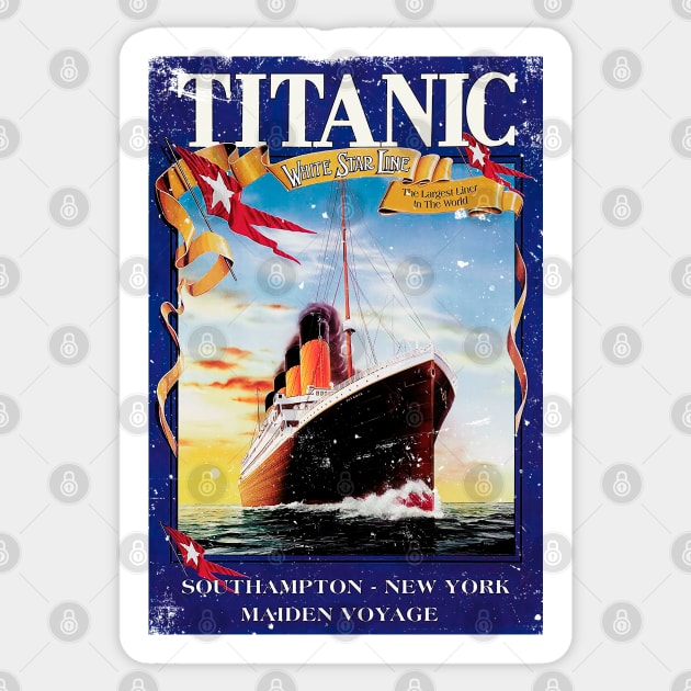 Titanic Poster Retro Ship Vintage Cruise Vessel Sticker by Jose Luiz Filho